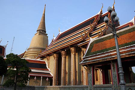Central Chedi and Viharn to the right, of Wat Ratchabophit, Bangkok