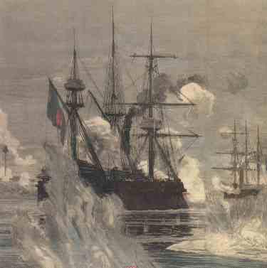Artistic impression of the Pak Nam incident on the Chao Phraya River (1893)