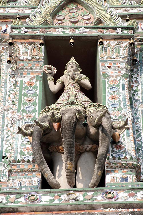 Indra seated on three-headed Elephant, Wat Arun 