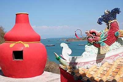 View over the sea from San Jao Pho Khao Yai (Chinese Temple) on Ko Si Chang, Chonburi Province